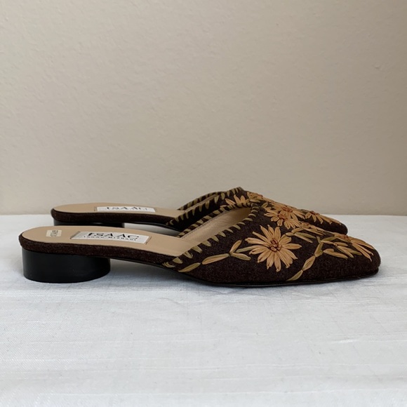 Vintage Isaac Mizrahi Floral Raffia Mules, Brown and Beige, 5.5 - Picture 4 of 6